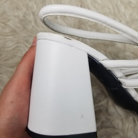 FREE PEOPLE Strappy Cage Style Chunky Heel Sandals White Leather 39** - Picture 15 of 15